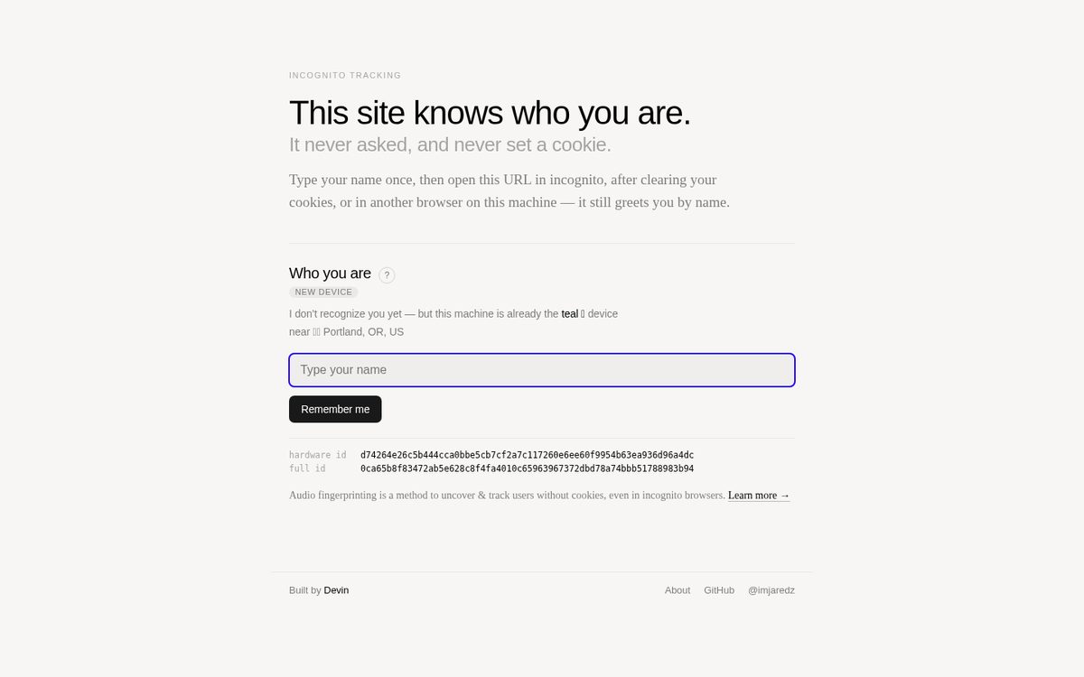 Incognito Tracking